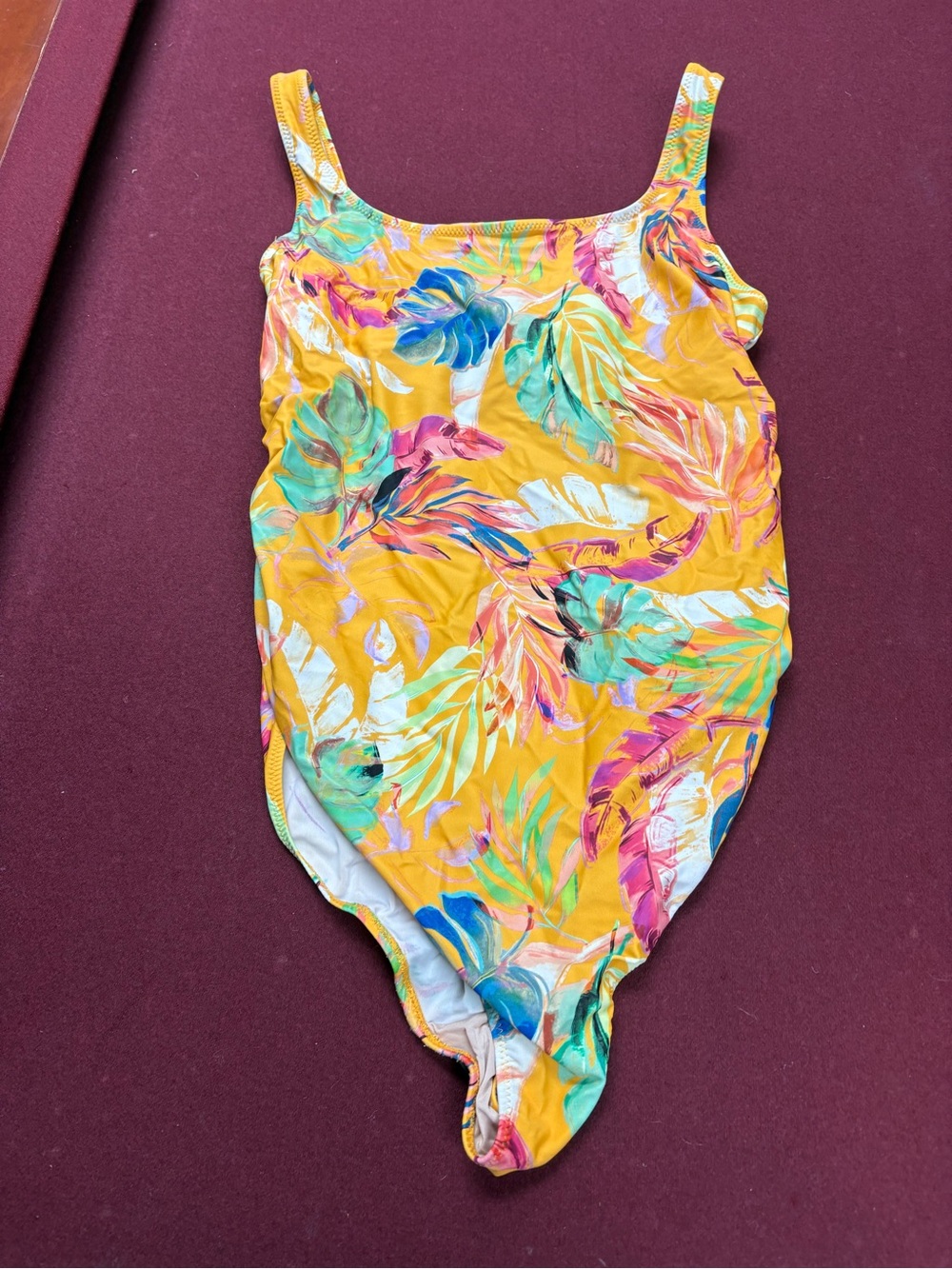 A Pea in the Pod Yellow Tropical-Print One-Piece Swimsuit